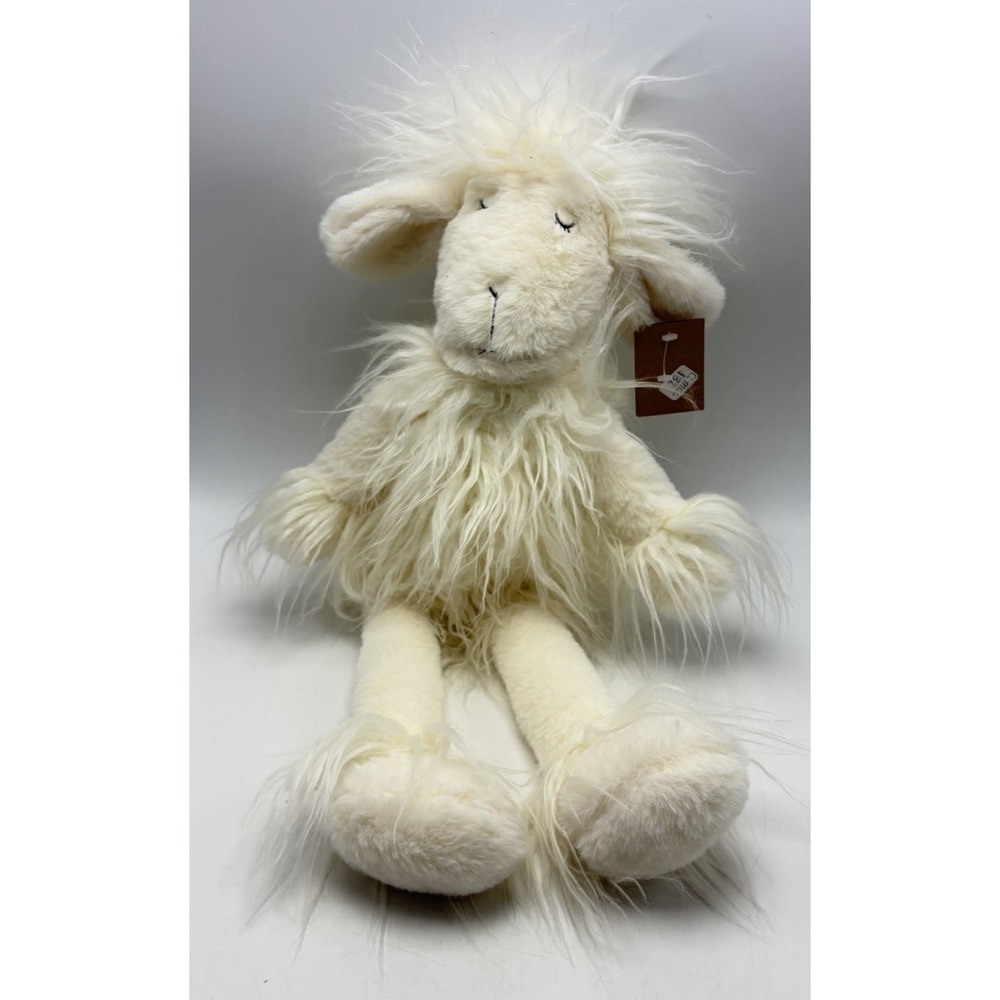 Plush Lamb Fluffy Plush Shaggy Long Hair White Stuffed Animal 18" Creative Co-op